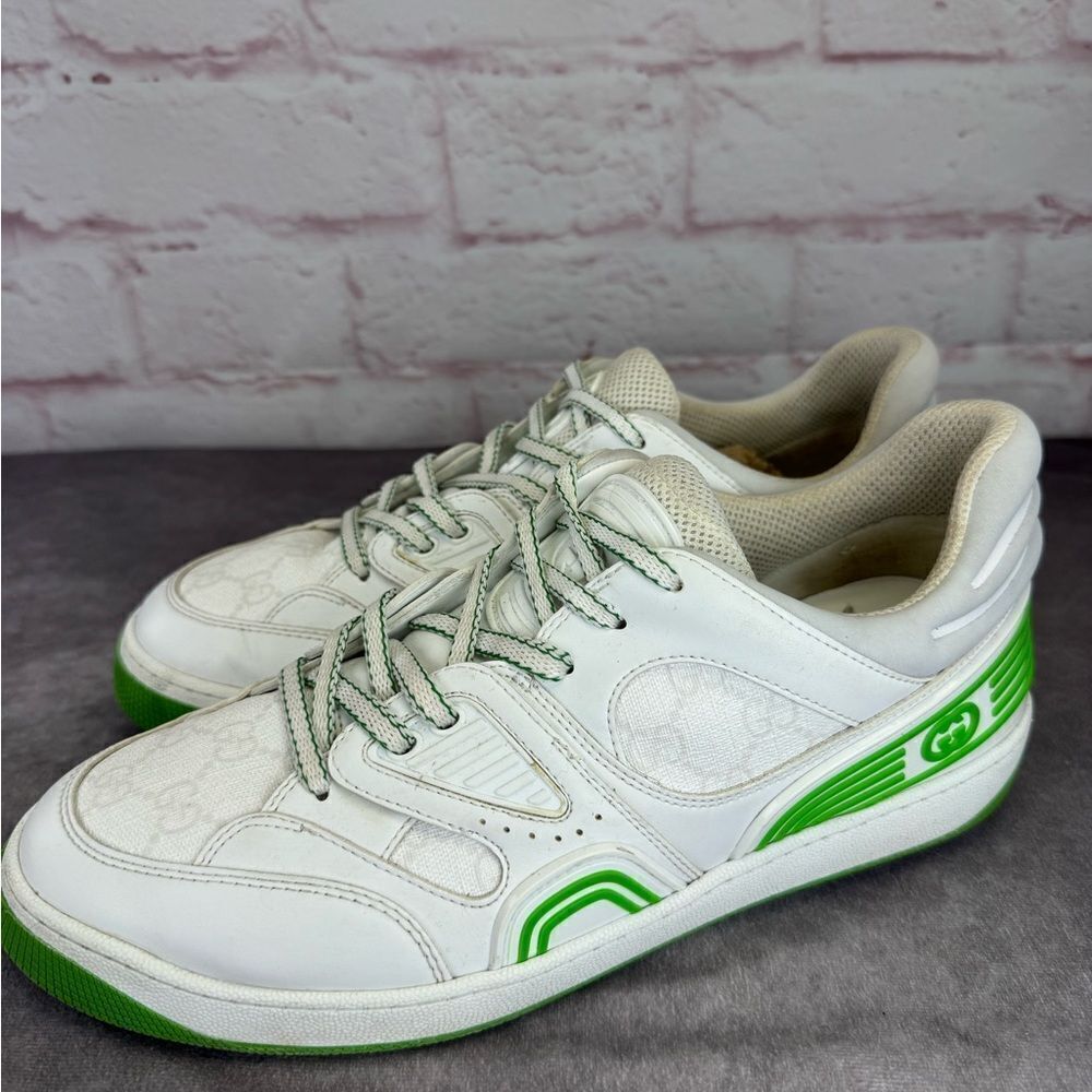 Gucci Basket Low 'White Demetra Green' Trainers 698785 Size 9 - Picture 2 of 16